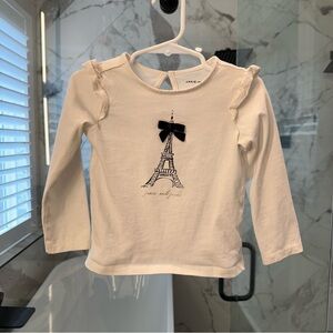 Janie and Jack White Long Sleeve Tee with Black Graphic